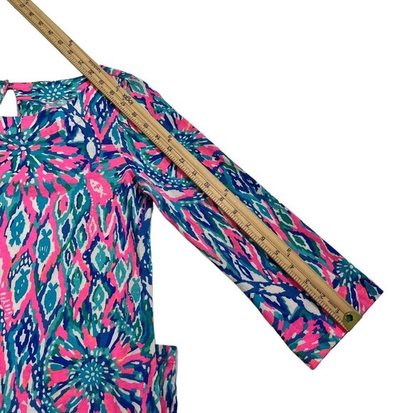Lilly Pulitzer Shake it Up 3/4 Sleeve Bay Pink and Blue Dress Size Small - Picture 9 of 9